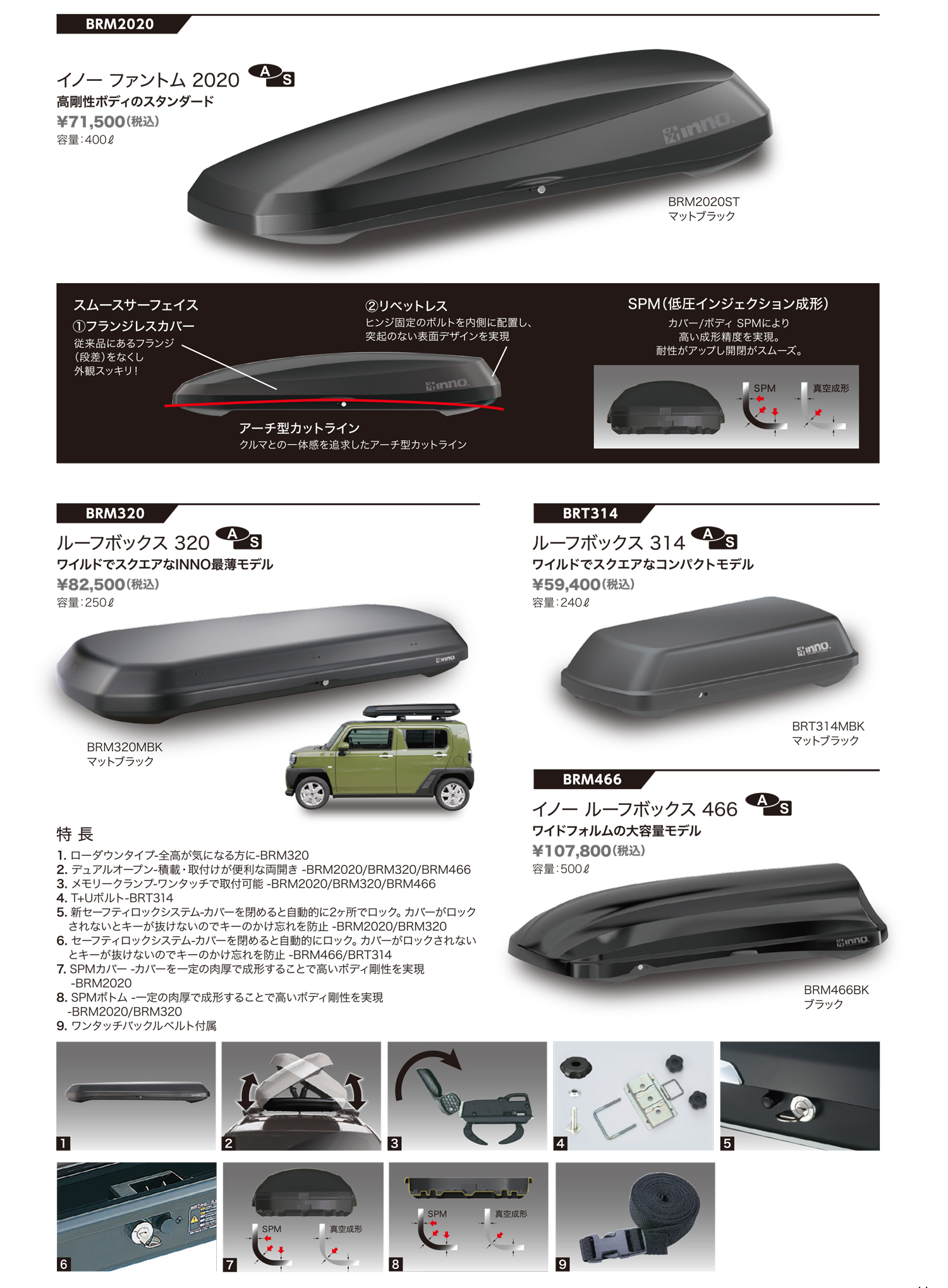 ルーフBOX　INNO　K228　CARMATE　K　SUトリツケフック(ファミリア3HB　228　OPA)ルーフボックス　キャリア　キャリア・ラック