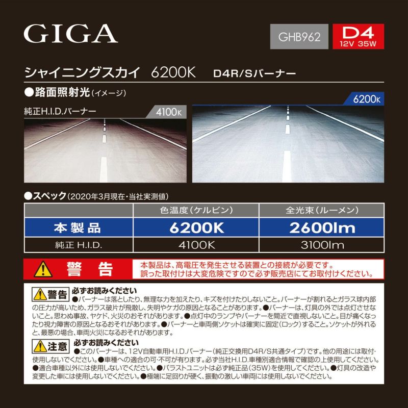 GHB962 シャイニングスカイ D4R/Sバーナー | カーメイト 公式