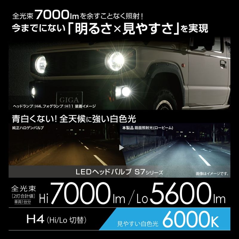 至上 カーメイト GIGA 車用 LEDヘッドライト S7シリーズ 5000K 自然な白色光 H8 H9 H11 H16 BW557 fucoa.cl