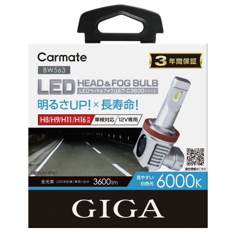BW563 GIGA LEDヘッド＆フォグバルブ C3600 6000K H8/H9/H11/H16