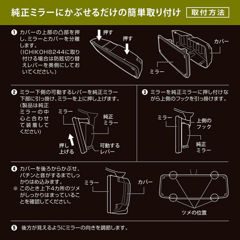 NZ820 ジムニー専用 リヤビューミラー＆カバー 3000SR 高反射