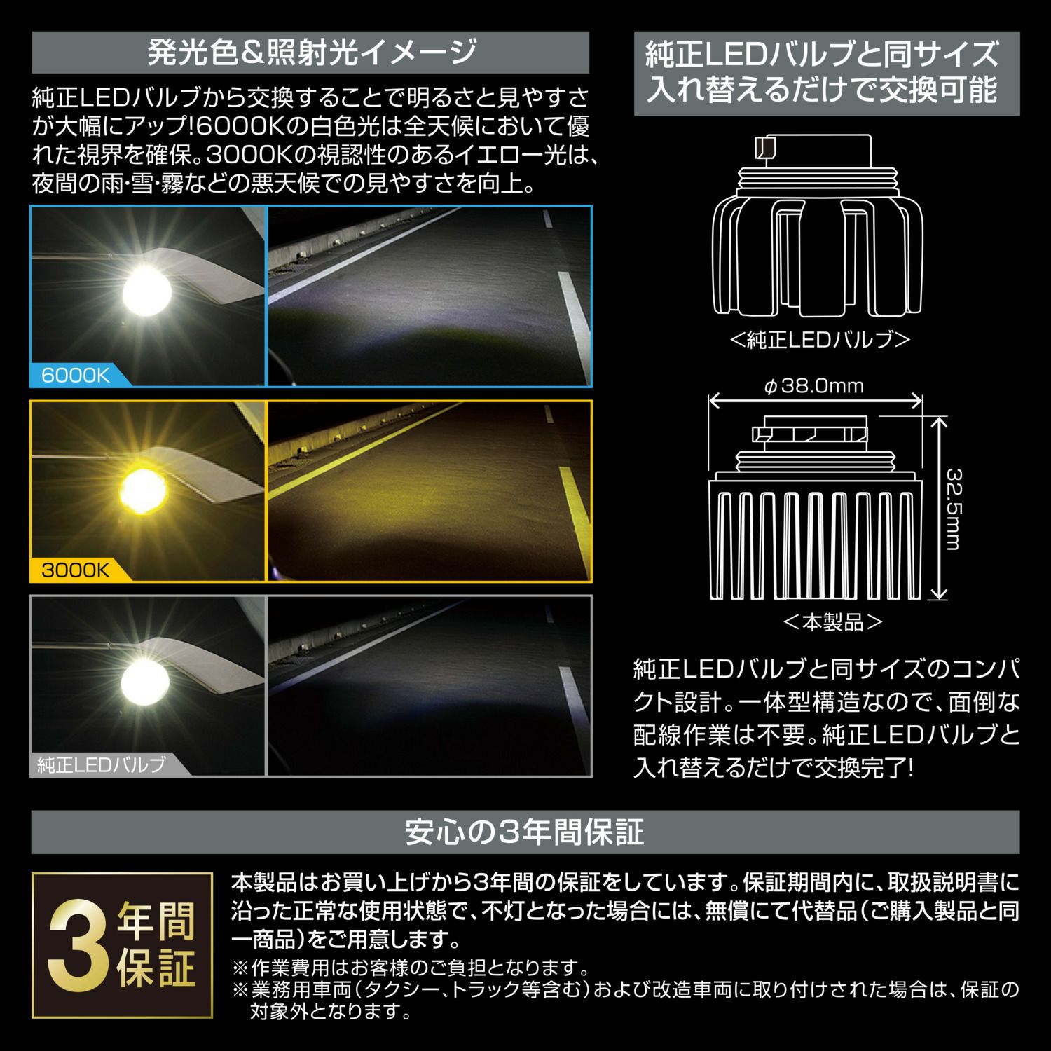 カーメイト BW582 GIGA LEDフォグバルブ S2800GS 3000K 2800lm ギガ 