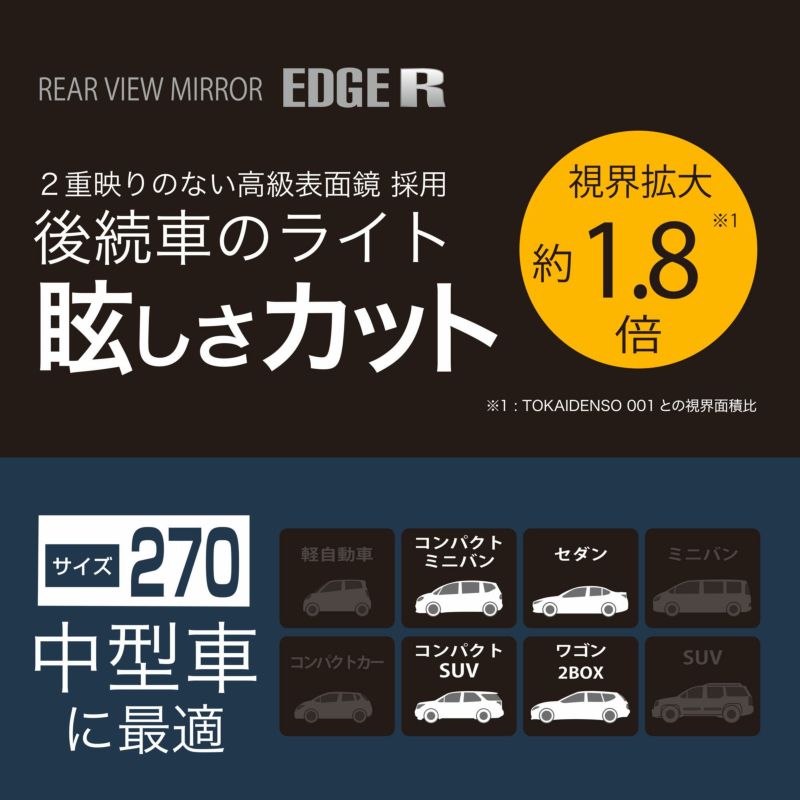 DZ585 リヤビューミラー エッジR 270 3000SR クローム鏡 カーメイト 公式オンラインストア本店