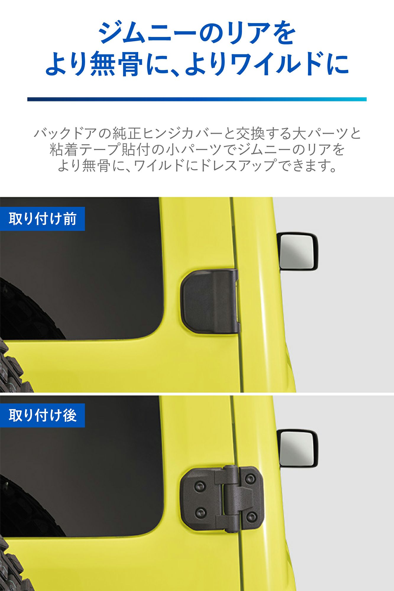 NZ873 ジムニー専用 ドレスアップパーツ バックドアヒンジカバー 