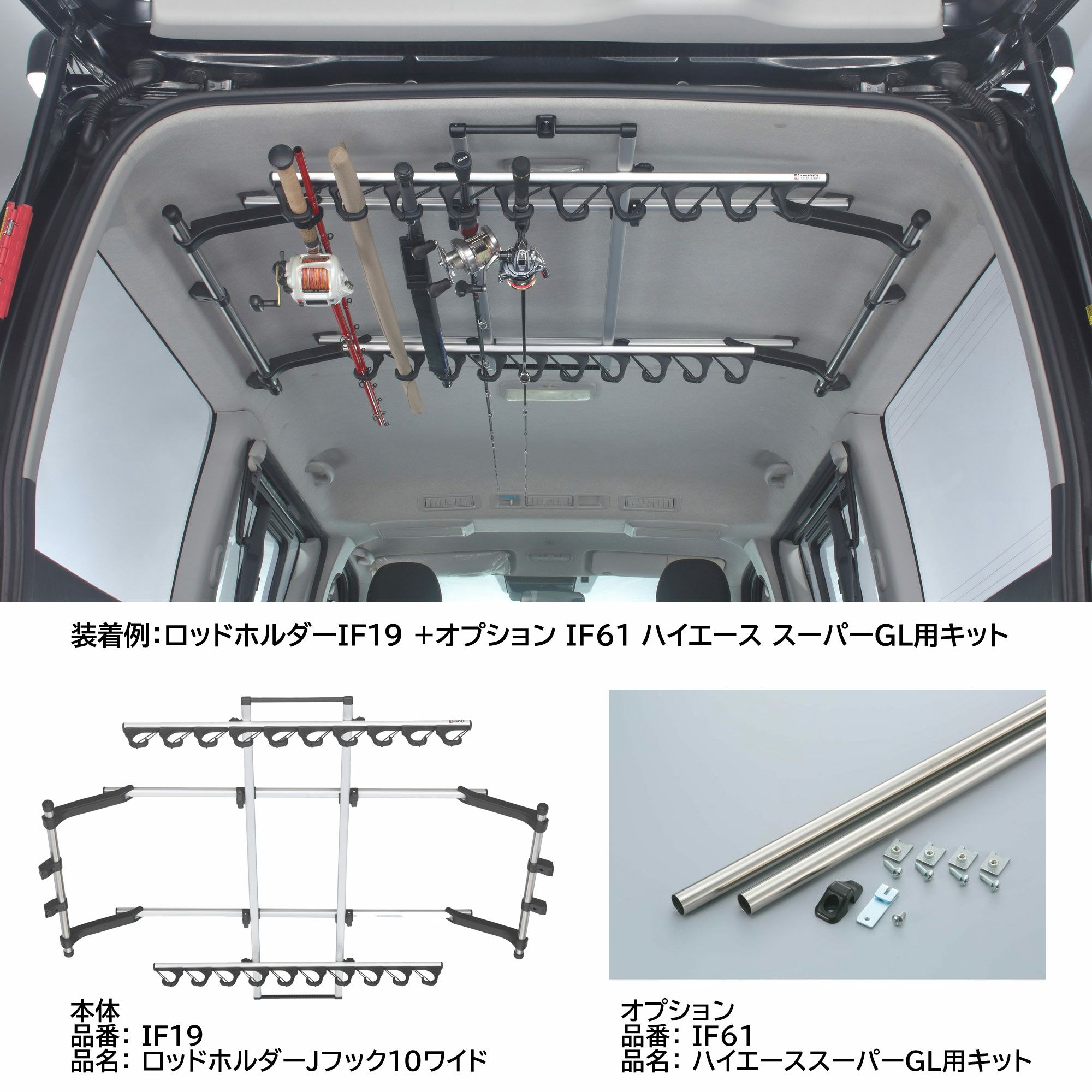カーメイト IF19 ロッドホルダーJフック10ワイド inno carmate
