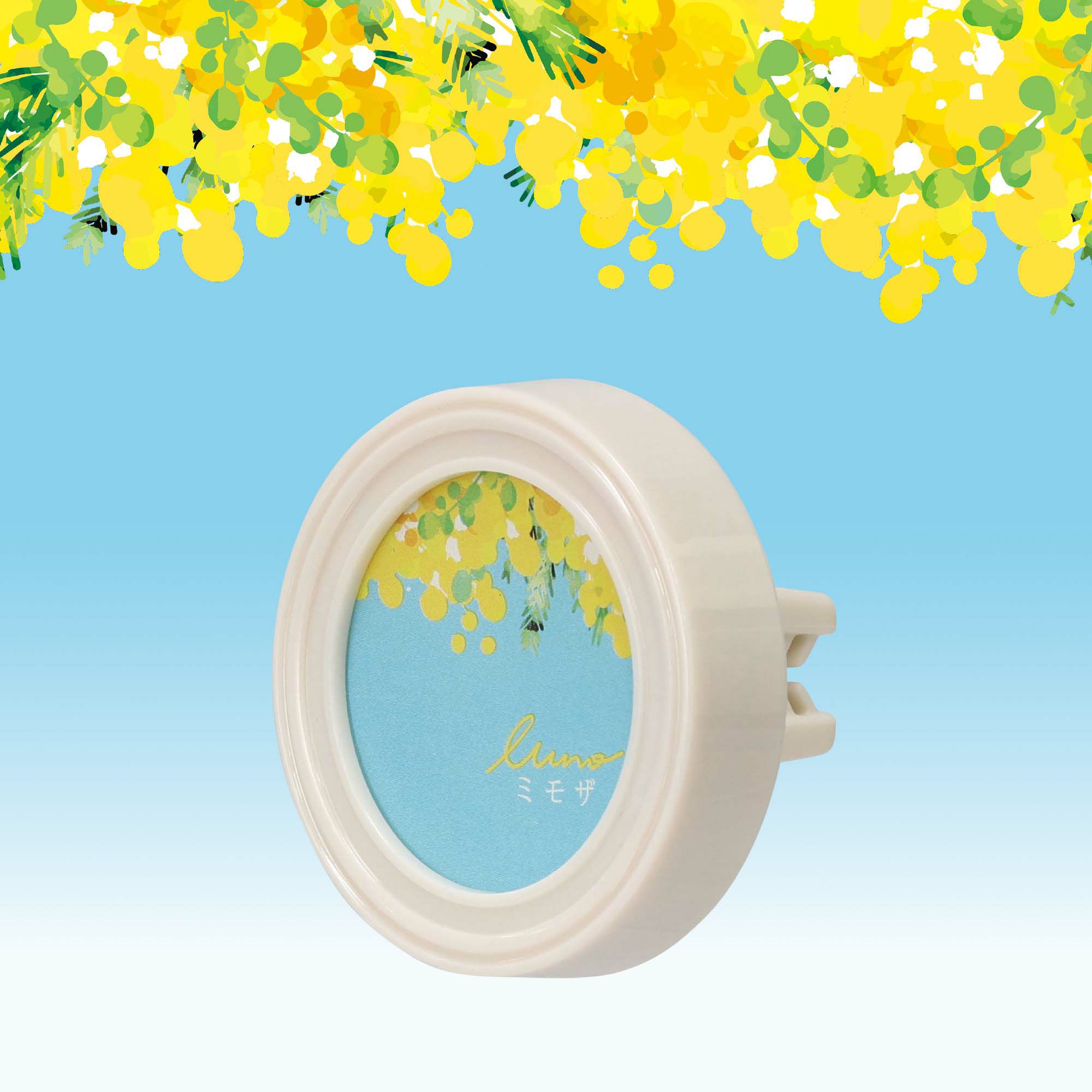 ✴︎:.ミモザのイエロー八角形の鏡♪ （size18㎝/max18.5） ミモザの日」