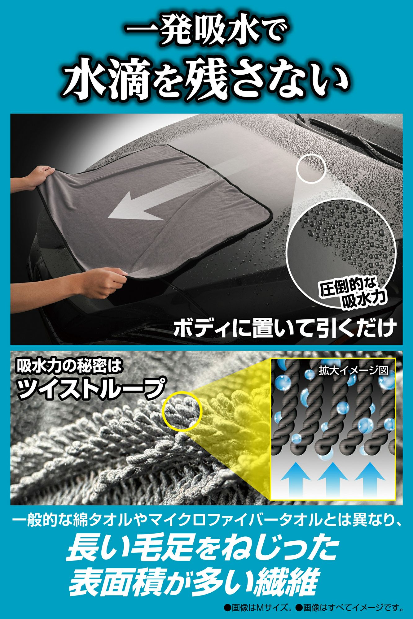 カーメイト C431S 超吸水ゼロタオル S・Mサイズ 各1枚 carmate