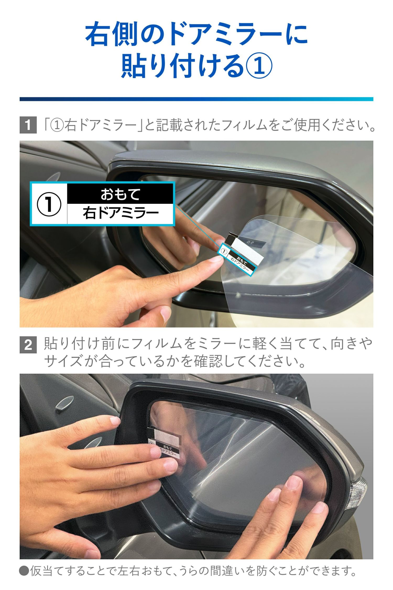 ゼロワイパーフィルムタイプ 車種専用 ドアミラーとサイドガラス