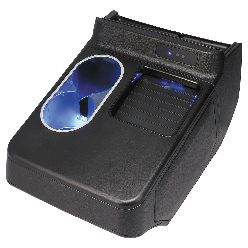 車内を青く彩りゴミ箱が自動で開く、N-BOX専用のコンソールボックスが